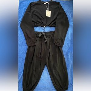 sweatpants set women crop top sweatshirt size S  oversized made in Italy